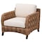 Bali & Pari Vevina Modern Bohemian Dark Brown Mahogany Wood and Woven Seagrass Arm Chair 238-13482-ZORO - alternate 1